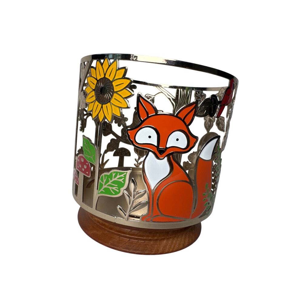 3 wick candle candle holder bath and body works woodland critters wood base